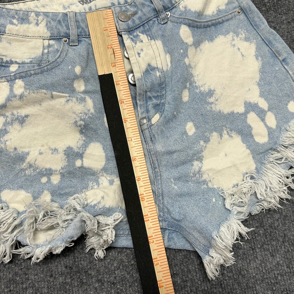Wild Fable Denim Shorts Womens Size 2 Blue Bleach Splatter Frayed Hem Button Fly - Picture 6 of 10
